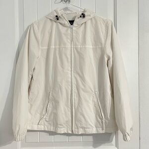 Gap White Jersey Cotton Lined Hooded Windbreaker Jacket